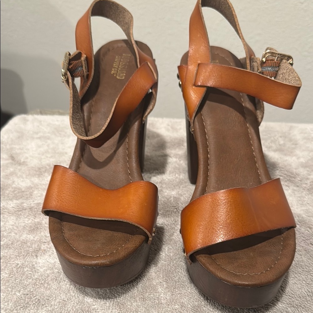 Mossimo Supply Co Brown Platform Sandals with Wedge Heel